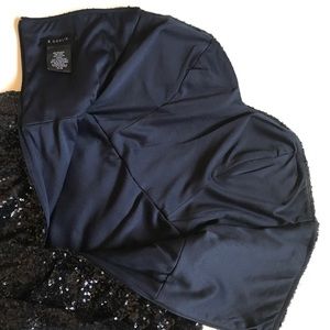 Navy Blue Sequined Cocktail Dress